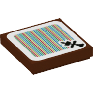 Visuel indicatif Rebrickable de Tuile 2 x 2 avec mât de navire, nid de corbeaux et code à barres motif imprimé (autocollant) (Tile 2 x 2 with Ship Mast, Crows Nest and Barcode Print (Sticker))
