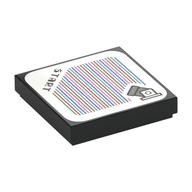 Visuel indicatif Rebrickable de Tuile 2 x 2 avec motif imprimé 'Start', canon et code-barres (autocollant) (Tile 2 x 2 with 'Start', Cannon, and Barcode Print (Sticker))