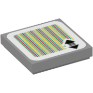 Visuel indicatif Rebrickable de Tuile 2 x 2 avec flèche haut / bas et code à barres motif imprimé (autocollant) (Tile 2 x 2 with Up / Down Arrow and Barcode Print (Sticker))