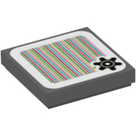 Tuile 2 x 2 avec engrenage et code-barres imprimé (autocollant) (Tile 2 x 2 with Gear and Barcode Print (Sticker))