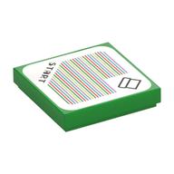 Visuel indicatif Rebrickable de Tuile 2 x 2 avec 'Start' et tuyau avec bordure carrée, et motif imprimé par code-barres (autocollant) (Tile 2 x 2 with 'Start' and Pipe with Squared Border, and Barcode Print (Sticker))
