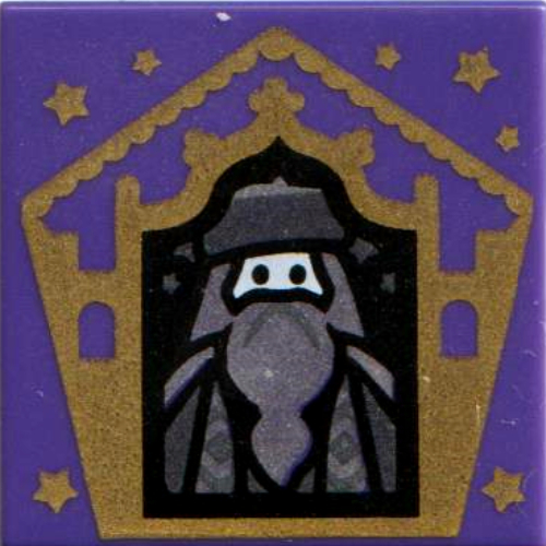 Visuel indicatif Rebrickable de Tuile 2 x 2 avec carte de magicien Albus Dumbledore - motif imprimé or (Tile 2 x 2 with Wizard Card Albus Dumbledore - Gold Print)