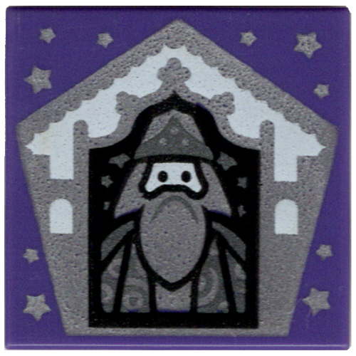 Visuel indicatif Rebrickable de Tuile 2 x 2 avec carte de magicien Albus Dumbledore - motif imprimé argent (Tile 2 x 2 with Wizard Card Albus Dumbledore - Silver Print)