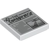Visuel indicatif Rebrickable de Tuile 2 x 2 avec journal le modèle imprimé conspirateur (Tile 2 x 2 with Newspaper The Conspirator Print)