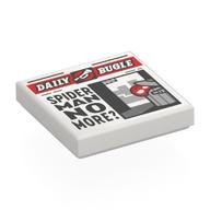 Visuel indicatif Rebrickable de Tuile 2 x 2 avec bugle quotidien 'SPIDER-MAN NO MORE?' motif imprimé (Tile 2 x 2 with Newspaper Daily Bugle 'SPIDER-MAN NO MORE?' Print)