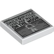 Visuel indicatif Rebrickable de Tuile 2 x 2 avec Bugle quotidien imprimé 'LEGO MAN WALKS ON THE MOON' (Tile 2 x 2 with Newspaper Daily Bugle 'LEGO MAN WALKS ON THE MOON' Print)