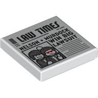Visuel indicatif Rebrickable de Tuile 2 x 2 avec des temps de loi de journal 'NELSON + MURDOCK WIN BIG LAWSUIT' motif imprimé (Tile 2 x 2 with Newspaper Law Times 'NELSON + MURDOCK WIN BIG LAWSUIT' Print)