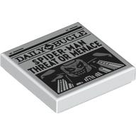 Visuel indicatif Rebrickable de Tuile 2 x 2 avec le bugle quotidien du journal 'SPIDER-MAN THREAT OR MENACE' motif imprimé (Tile 2 x 2 with Newspaper Daily Bugle 'SPIDER-MAN THREAT OR MENACE' Print)