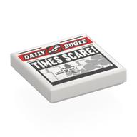 Visuel indicatif Rebrickable de Tuile 2 x 2 avec journal quotidien bugle 'TIMES SCARE!' motif imprimé (Tile 2 x 2 with Newspaper Daily Bugle 'TIMES SCARE!' Print)