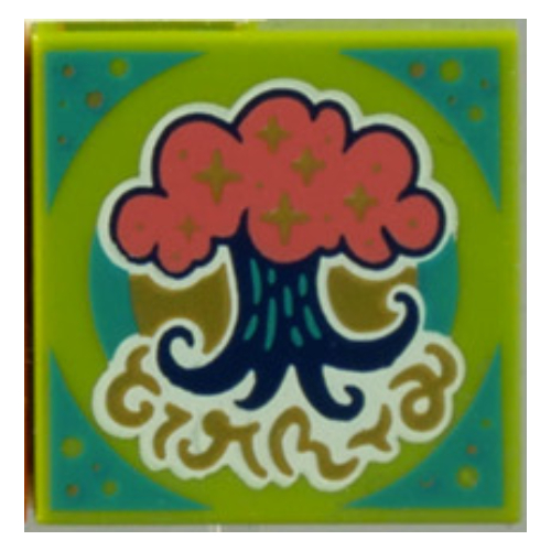 Visuel indicatif Rebrickable de Tuile 2 x 2 avec motif imprimé Forêt Magique (43110-1) (Tile 2 x 2 with Magical Forest Print (43110-1))