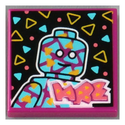 Visuel indicatif Rebrickable de Tuile 2 x 2 avec filtre à peinture néon imprimé (43115-1) (Tile 2 x 2 with Neon Paint Filter Print (43115-1))