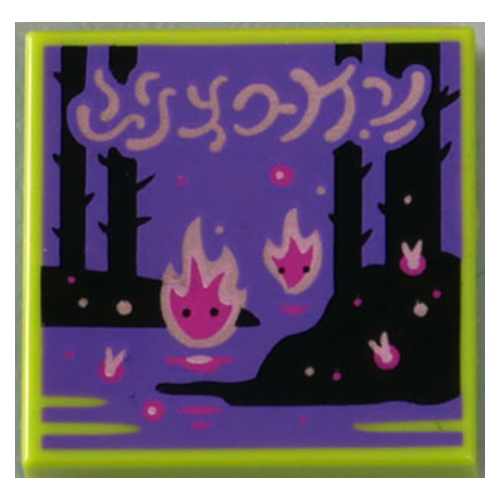 Visuel indicatif Rebrickable de Tuile 2 x 2 avec motif imprimé Feu Magique (43115-1) (Tile 2 x 2 with Magical Fire Print (43115-1))