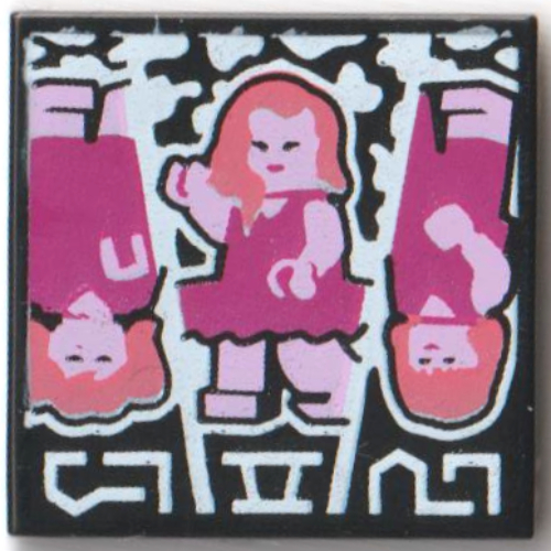 Visuel indicatif Rebrickable de Tuile 2 x 2 avec filtre noir et rose imprimé (43113-1) (Tile 2 x 2 with Black-and-Pink Filter Print (43113-1))