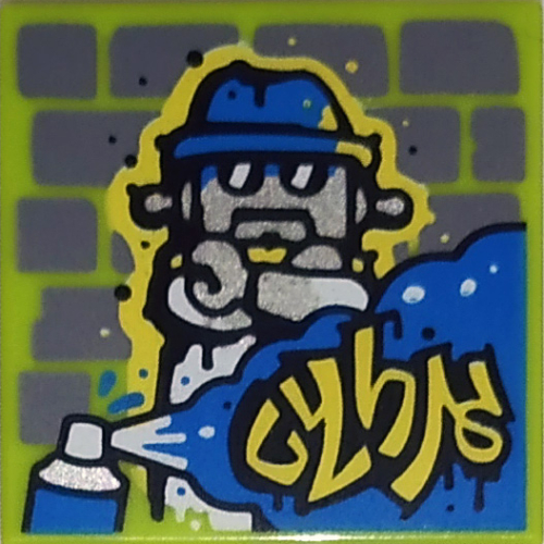 Visuel indicatif Rebrickable de Tuile 2 x 2 avec Graffiti Motif imprimé (43112-1) (Tile 2 x 2 with Graffiti Artwork Print (43112-1))