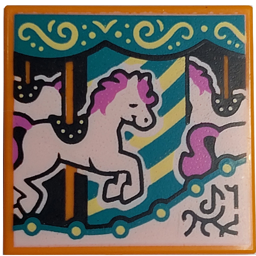 Visuel indicatif Rebrickable de Tuile 2 x 2 avec cheval de carrousel motif imprimé (43111-1) (Tile 2 x 2 with Carousel Horses Print (43111-1))