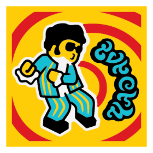 Visuel indicatif Rebrickable de Tuile 2 x 2 avec motif imprimé Groovy Dance (Tile 2 x 2 with Groovy Dance Print)