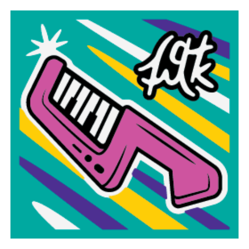 Visuel indicatif Rebrickable de Tuile 2 x 2 avec motif imprimé Keytar (Tile 2 x 2 with Keytar Print)
