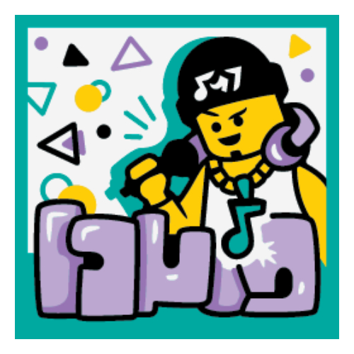 Visuel indicatif Rebrickable de Tuile 2 x 2 avec motif imprimé Beatboxer (Tile 2 x 2 with Beatboxer Print)