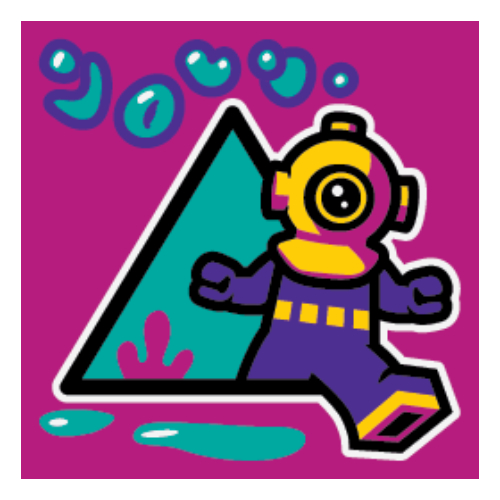 Visuel indicatif Rebrickable de Tuile 2 x 2 avec motif imprimé costume de plongeur (Tile 2 x 2 with Diver Suit Print)