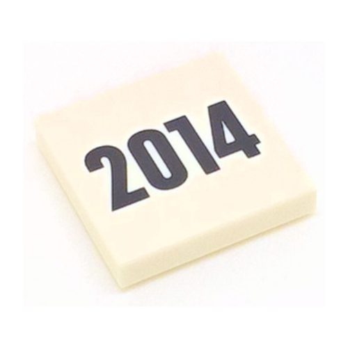 Visuel indicatif Rebrickable de Tuile 2 x 2 avec motif imprimé '2014' (Tile 2 x 2 with '2014' Print)