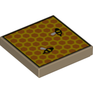 Visuel indicatif Rebrickable de Tuile 2 x 2 avec nid d'abeille avec deux abeilles (Beehive) motif imprimé (Tile 2 x 2 with Honeycomb with Two Bees (Beehive) Print)