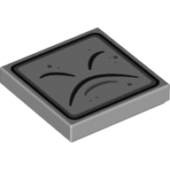 Tuile 2 x 2 avec lignes courbes noires et motif imprimé bord (Thwimp Face) (Tile 2 x 2 with Black Curved Lines and Border Print (Thwimp Face))