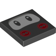 Tuile 2 x 2 avec Yeux et Boutons Rouges motif imprimé (Ninji Face) (Tile 2 x 2 with Eyes and Red Buttons Print (Ninji Face))