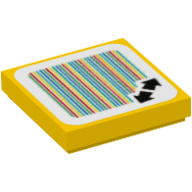 Visuel indicatif Rebrickable de Tuile 2 x 2 avec deux flèches et code à barres motif imprimé (autocollant) (Tile 2 x 2 with Two Arrows and Barcode Print (Sticker))