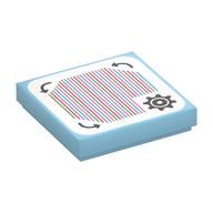 Visuel indicatif Rebrickable de Tuile 2 x 2 avec engrenage, flèches et code à barres motif imprimé (autocollant) (Tile 2 x 2 with Gear, Arrows and Barcode Print (Sticker))