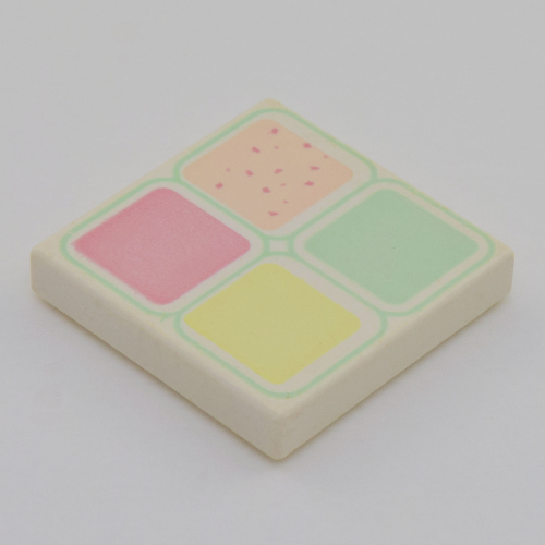 Visuel indicatif Rebrickable de Tuile 2 x 2 avec 4 carrés de pastel imprimé (Tile 2 x 2 with 4 Pastel Squares Print)