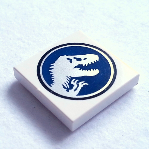 Visuel indicatif Rebrickable de Tuile 2 x 2 avec le monde jurassique logo imprimé (Tile 2 x 2 with Jurassic World Logo Print)