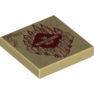 Visuel indicatif Rebrickable de Tuile 2 x 2 avec motif imprimé carte maraudeur (Tile 2 x 2 with Marauder Map Print)