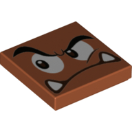 Tuile 2 x 2 avec le visage de goomba regardant à droite avec le modèle imprimé fermé de bouche (Tile 2 x 2 with Goomba Face Looking Right with Closed Mouth Print)
