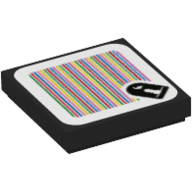 Tuile 2 x 2 avec Bullet Bill et code à barres motif imprimé (autocollant) (Tile 2 x 2 with Bullet Bill and Barcode Print (Sticker))