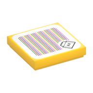 Tuile 2 x 2 avec bulle de lave et code à barres motif imprimé (autocollant) (Tile 2 x 2 with Lava Bubble and Barcode Print (Sticker))