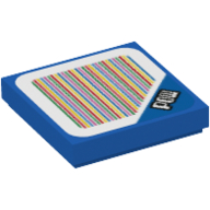 Visuel indicatif Rebrickable de Tuile 2 x 2 avec motif imprimé 'POW' et code-barres (autocollant) (Tile 2 x 2 with 'POW' and Barcode Print (Sticker))