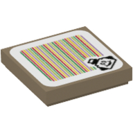 Tuile 2 x 2 avec motif imprimé pokey et code-barres (autocollant) (Tile 2 x 2 with Pokey and Barcode Print (Sticker))