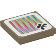 Visuel indicatif Rebrickable de Tuile 2 x 2 avec marteau, deux flèches, et le code à barres motif imprimé (autocollant) (Tile 2 x 2 with Hammer, Two Arrows, and Barcode Print (Sticker))