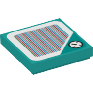 Visuel indicatif Rebrickable de Tuile 2 x 2 avec horloge en bordure droite et code à barres motif imprimé (autocollant) (Tile 2 x 2 with Clock in Straight Border and Barcode Print (Sticker))