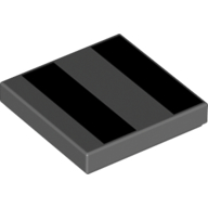 Visuel indicatif Rebrickable de Tuile 2 x 2 avec 2 bandes noires motif imprimé (Tile 2 x 2 with 2 Black Stripes Print)
