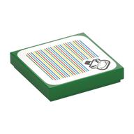 Tuile 2 x 2 avec Bowser jr et code à barres motif imprimé (autocollant) (Tile 2 x 2 with Bowser Jr and Barcode Print (Sticker))