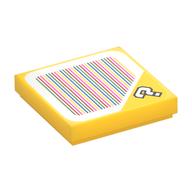 Visuel indicatif Rebrickable de Tuile 2 x 2 avec '?' et code-barres imprimé (autocollant) (Tile 2 x 2 with '?' and Barcode Print (Sticker))