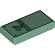 Visuel indicatif Rebrickable de Tuile 1 x 2 avec motif imprimé vert foncé 'JULY IV MDCCLXXVI' (Tile 1 x 2 with Dark Green 'JULY IV MDCCLXXVI' Print)
