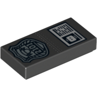 Visuel indicatif Rebrickable de Tuile 1 x 2 avec badge de police en argent avec '2101' et motif imprimé ID (Tile 1 x 2 with Silver Police Badge with '2101' and ID Print)