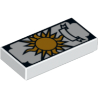 Visuel indicatif Rebrickable de Tuile 1 x 2 avec motif imprimé carte soleil tarot (Tile 1 x 2 with Tarot Sun Card Print)