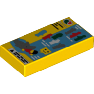 Visuel indicatif Rebrickable de Tuile 1 x 2 avec logo Octan, silhouettes figurine et requin avec motif imprimé figurine (mode d'emploi) (Tile 1 x 2 with Octan Logo, Minifigure Silhouettes and Shark with Minifig Print (Life Instructions))