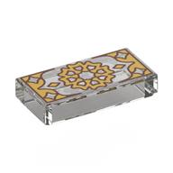 Visuel indicatif Rebrickable de Tuile 1 x 2 avec motif imprimé Décorations en or (Tile 1 x 2 with Gold Decorations Print)