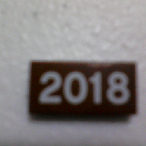 Visuel indicatif Rebrickable de Tuile 1 x 2 avec motif imprimé blanc '2018' (Tile 1 x 2 with White '2018' Print)