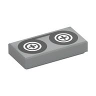 Visuel indicatif Rebrickable de Tuile 1 x 2 avec bande vidéo et bobines motif imprimé (Tile 1 x 2 with Video Tape and Reels Print)