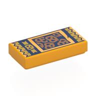 Visuel indicatif Rebrickable de Tuile 1 x 2 avec le bleu foncé bretzel pack motif imprimé (Tile 1 x 2 with Dark Blue Pretzel Pack Print)
